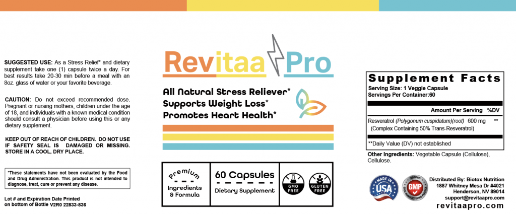 Revitaa Pro Supplement Facts